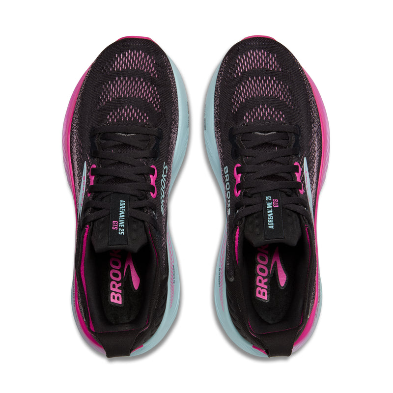 Brooks Adrenaline GTS 25 Black Cyber Pink Iced Aqua Women's 2