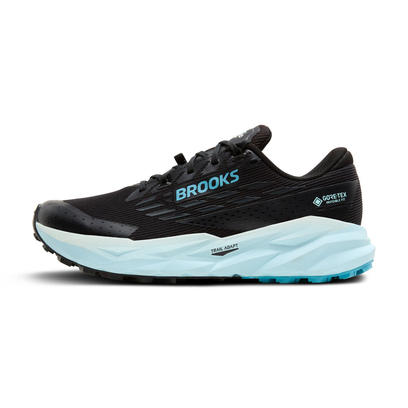 Brooks Cascadia 19 GTX Black Ebony Blue Flower Women's 4