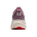 Purple athletic shoe with red accents on a white background