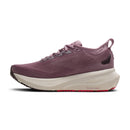 Purple running shoe with white sole on a white background