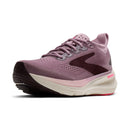 Purple running shoe with visible branding on a white background