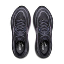Pair of black running shoes with gray accents on a white background
