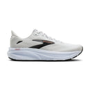 White running shoe with black accents on a white background