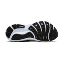 Black and white running shoe with 'Brooks' branding on a white background