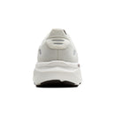 A single white athletic sneaker shown from the rear view against a solid white background.