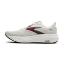 White running shoe with black sole on a white background