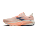 Pink running shoe with Brooks logo on a white background
