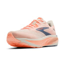 Pink running shoe with Brooks logo on a white background