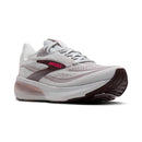 White running shoe with red 'Brooks' logo on a white background