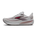 Gray sports shoe with yellow accents on a white background
