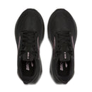 A pair of black Brooks running shoes shown from a top-down view against a light gray background.