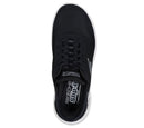 Black sneaker with white sole on a white background