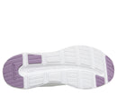 White athletic shoe sole with purple accents on a white background