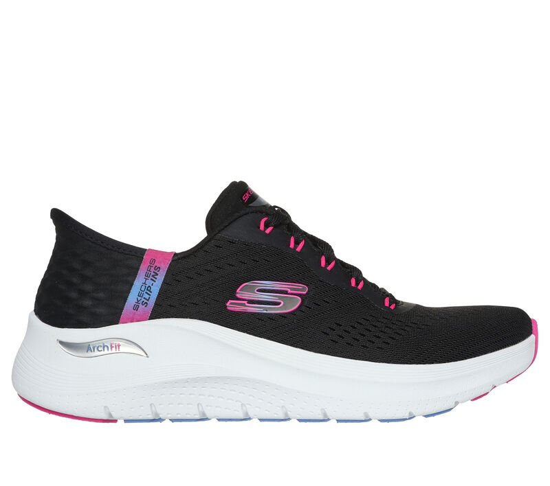 Skechers Slip-ins: Arch Fit 2.0 Easy Chic Black Hot Pink Women's 1