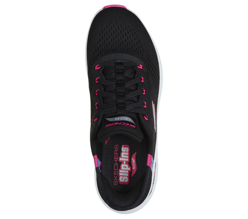 Skechers Slip-ins: Arch Fit 2.0 Easy Chic Black Hot Pink Women's 3