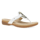 White sandal with a wooden sole on a white background