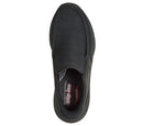 A black Skechers Slip-Ins Air-Cooled Comfort shoe shown from a top-down view on a white background.
