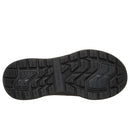 Black Skechers shoe sole with a textured tread pattern, shown from a top-down view on a white background.