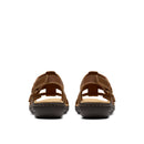 Pair of brown sandals on a white background