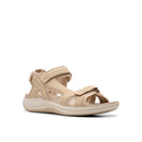 Beige sandal on a white background