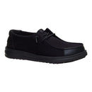 Black casual shoe on a white background