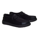 Pair of black casual shoes on a white background