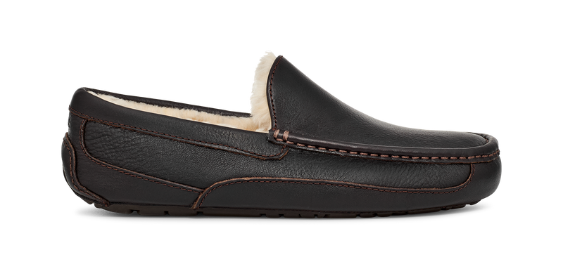 UGG Ascot Dark Spice Leather Slipper Men's 2