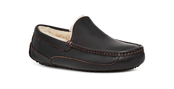 UGG Ascot Dark Spice Leather Slipper Men's 1