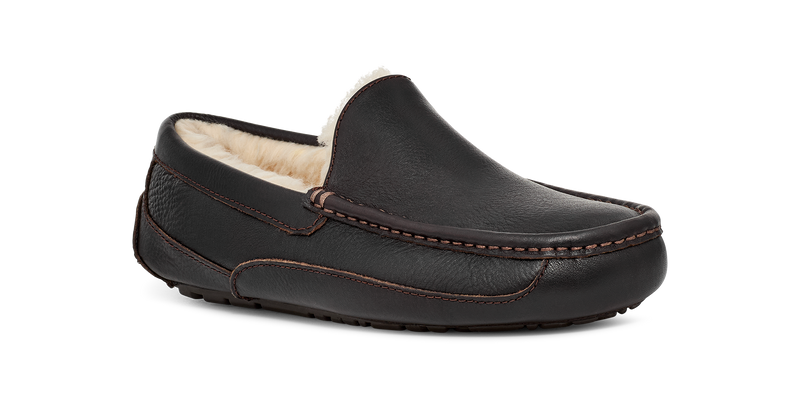 UGG Ascot Dark Spice Leather Slipper Men's 1