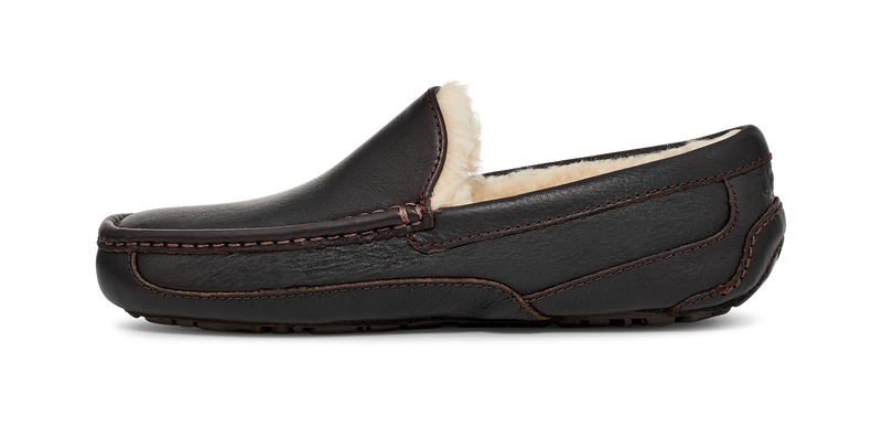 UGG Ascot Dark Spice Leather Slipper Men's 5