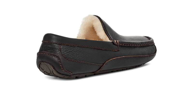 UGG Ascot Dark Spice Leather Slipper Men's 4