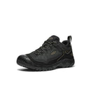 Black hiking shoe on a white background
