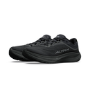 A pair of black Altra running shoes shown from a side profile view against a plain white background.