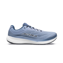 A light blue Altra running shoe with a white midsole and dark gray logo, shown in a side profile on a white background.