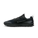 A black and dark gray GORE-TEX trail running shoe shown in a side profile view against a solid white background.
