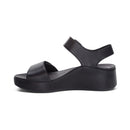 Aetrex Ariel Adjustable Quarter Strap Wedge Sandal Black Women's 4