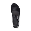 Aetrex Ariel Adjustable Quarter Strap Wedge Sandal Black Women's 5