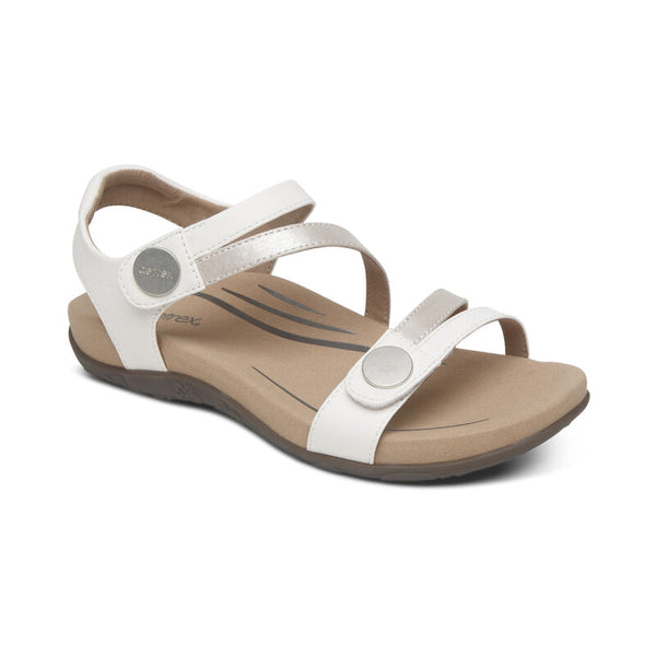 Aetrex Jess Adjustable Quarter Strap White Women's Sandal 1