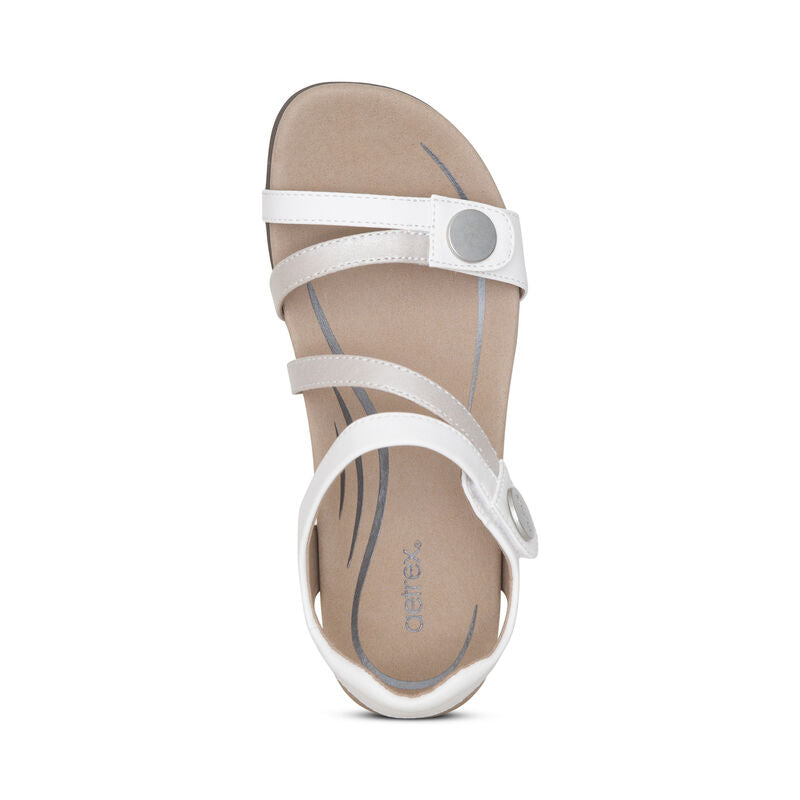 Aetrex Jess Adjustable Quarter Strap White Women's Sandal 6