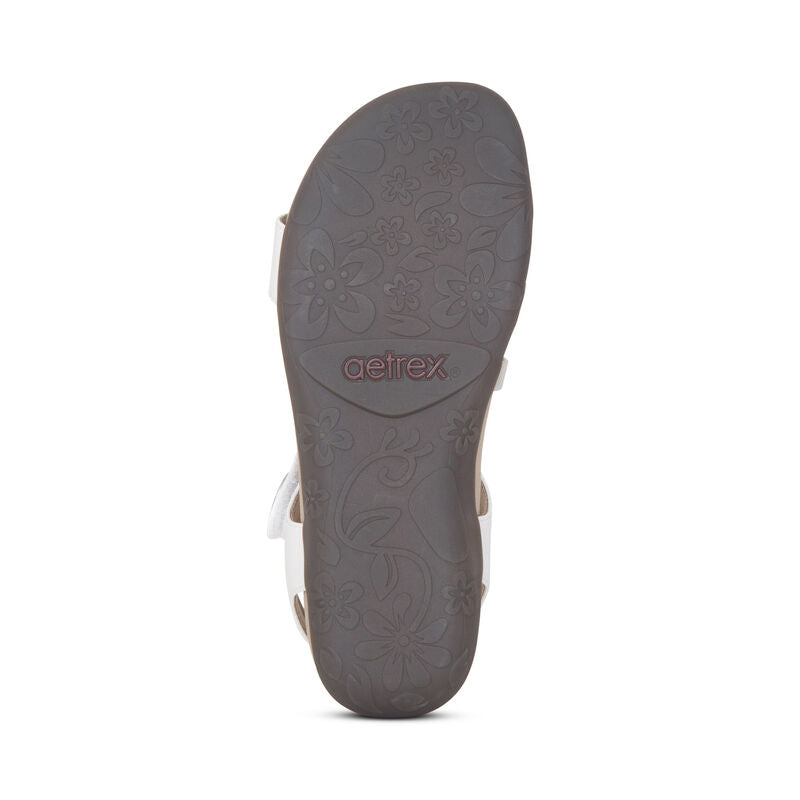 Aetrex Jess Adjustable Quarter Strap White Women's Sandal 7