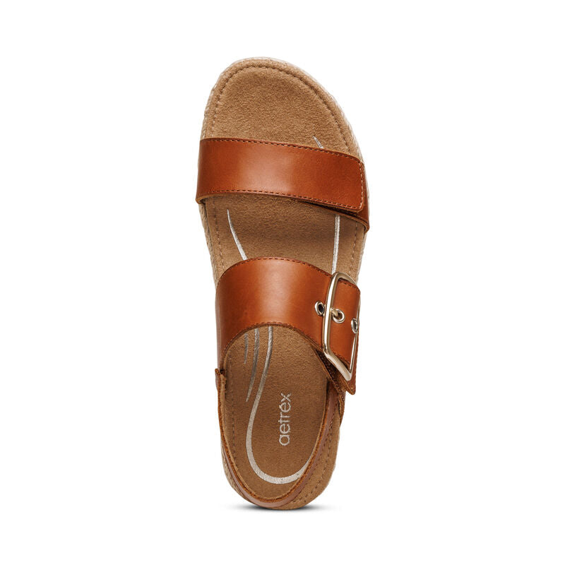 Aetrex Vania Platform Cognac Women's Sandal 5