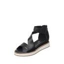 Black sandal with a white sole on a white background