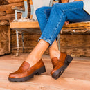 Born Carrera Penny Loafer Brown Women's