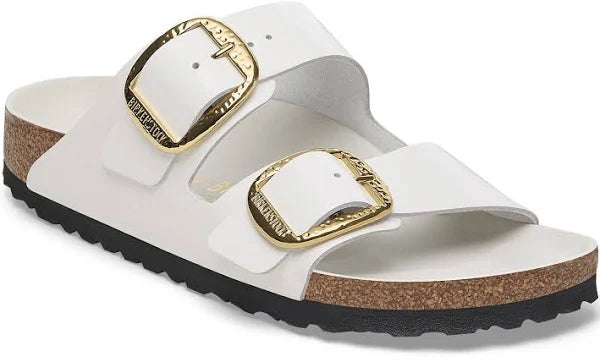 Birkenstock Arizona Hammered Big Buckle Natural Leather High Shine Antique White Women's 1
