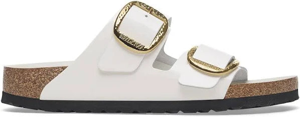 Birkenstock Arizona Hammered Big Buckle Natural Leather High Shine Antique White Women's 3