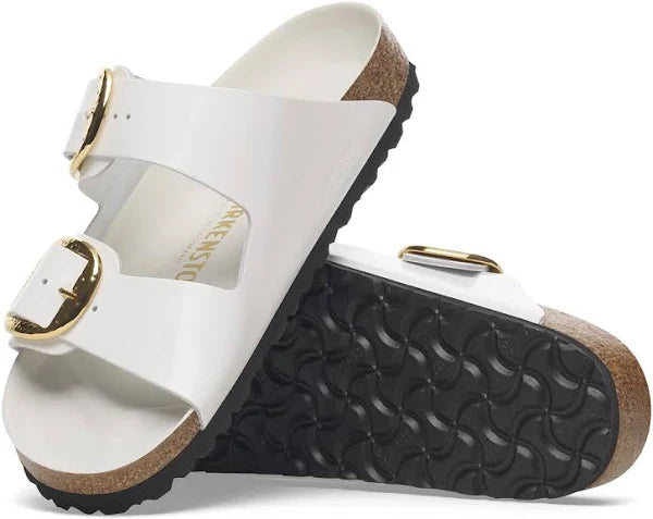 Birkenstock Arizona Hammered Big Buckle Natural Leather High Shine Antique White Women's 4