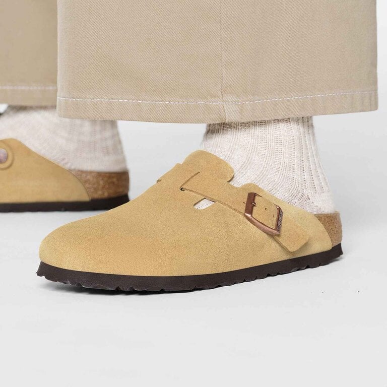 Birkenstock Boston Suede Latte Cream Women's 2