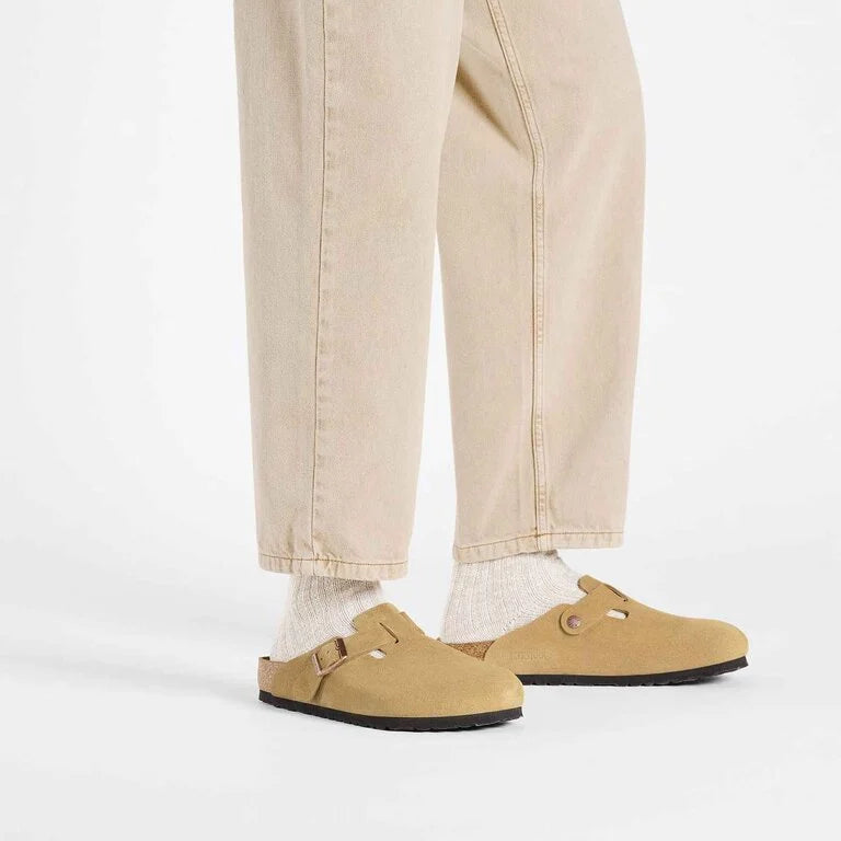Birkenstock Boston Suede Latte Cream Women's 3