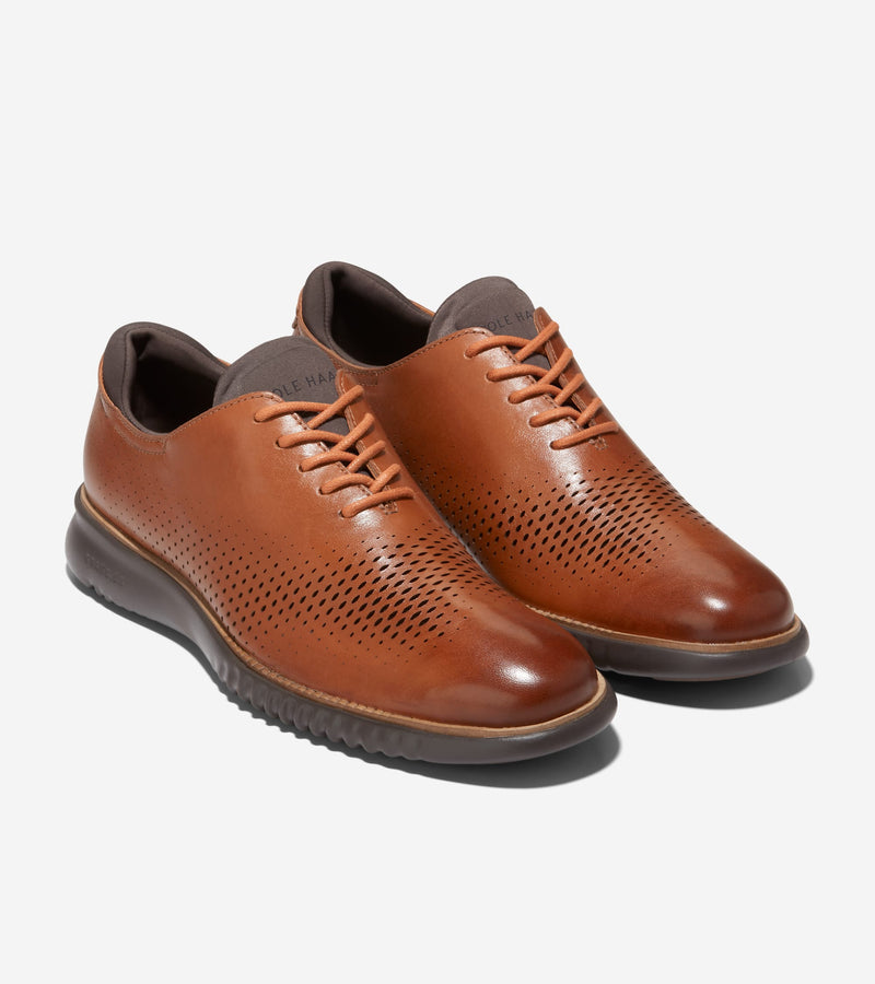 British Tan Java Color COLE HAAN 2.ZEROGRAND Laser Wingtip Oxford British Tan Java Men's