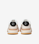 White sneakers with a black logo on a white background